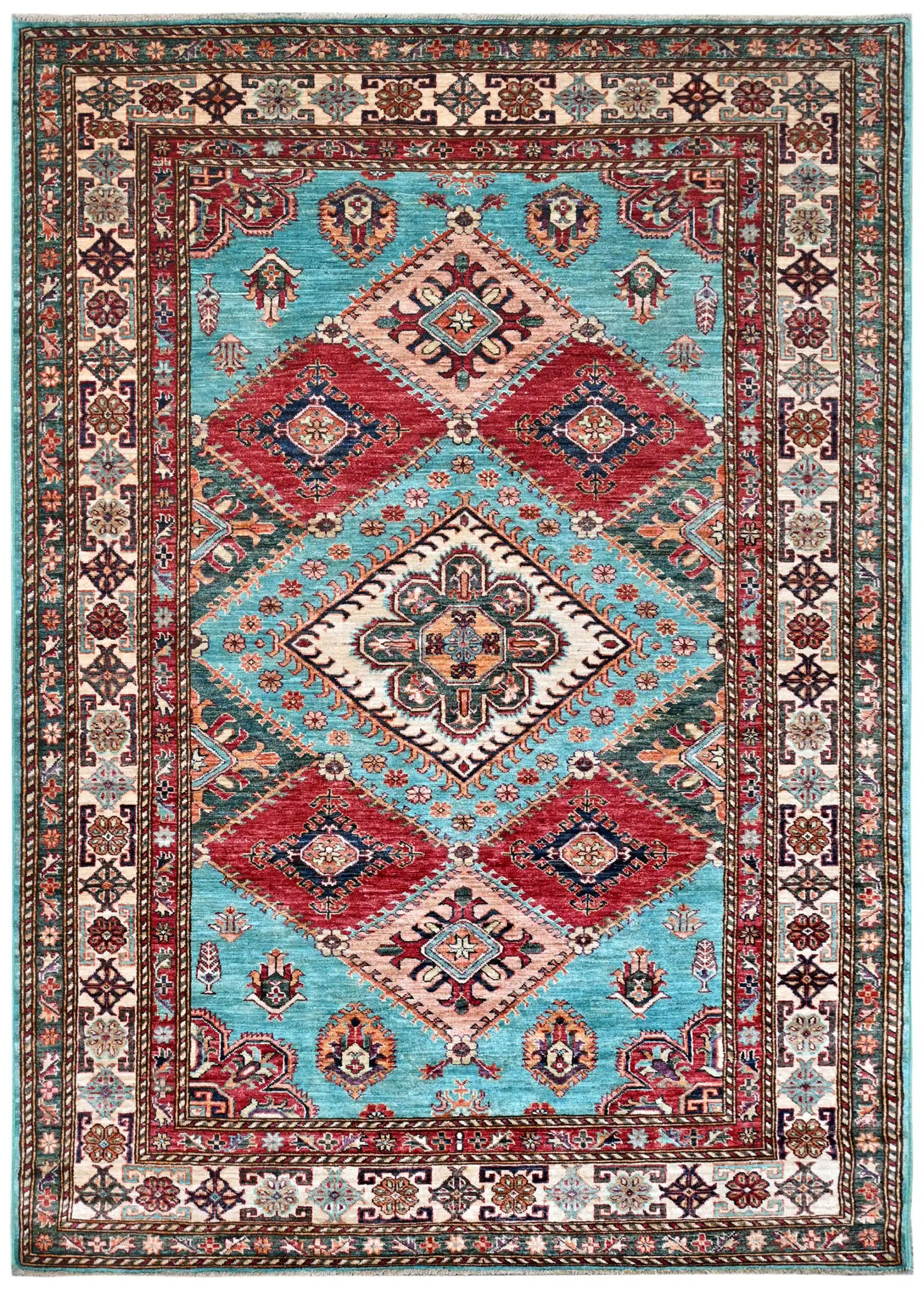 Fine Afghan Kazak Turquoise 2.42 x 1.72m