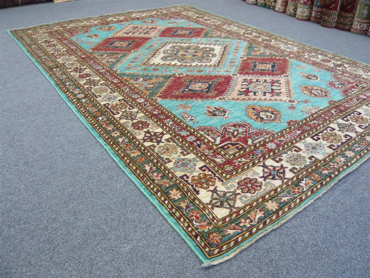 Fine Afghan Kazak Turquoise 2.42 x 1.72m