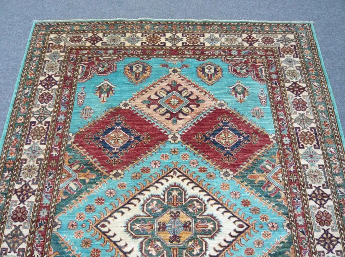 Fine Afghan Kazak Turquoise 2.42 x 1.72m