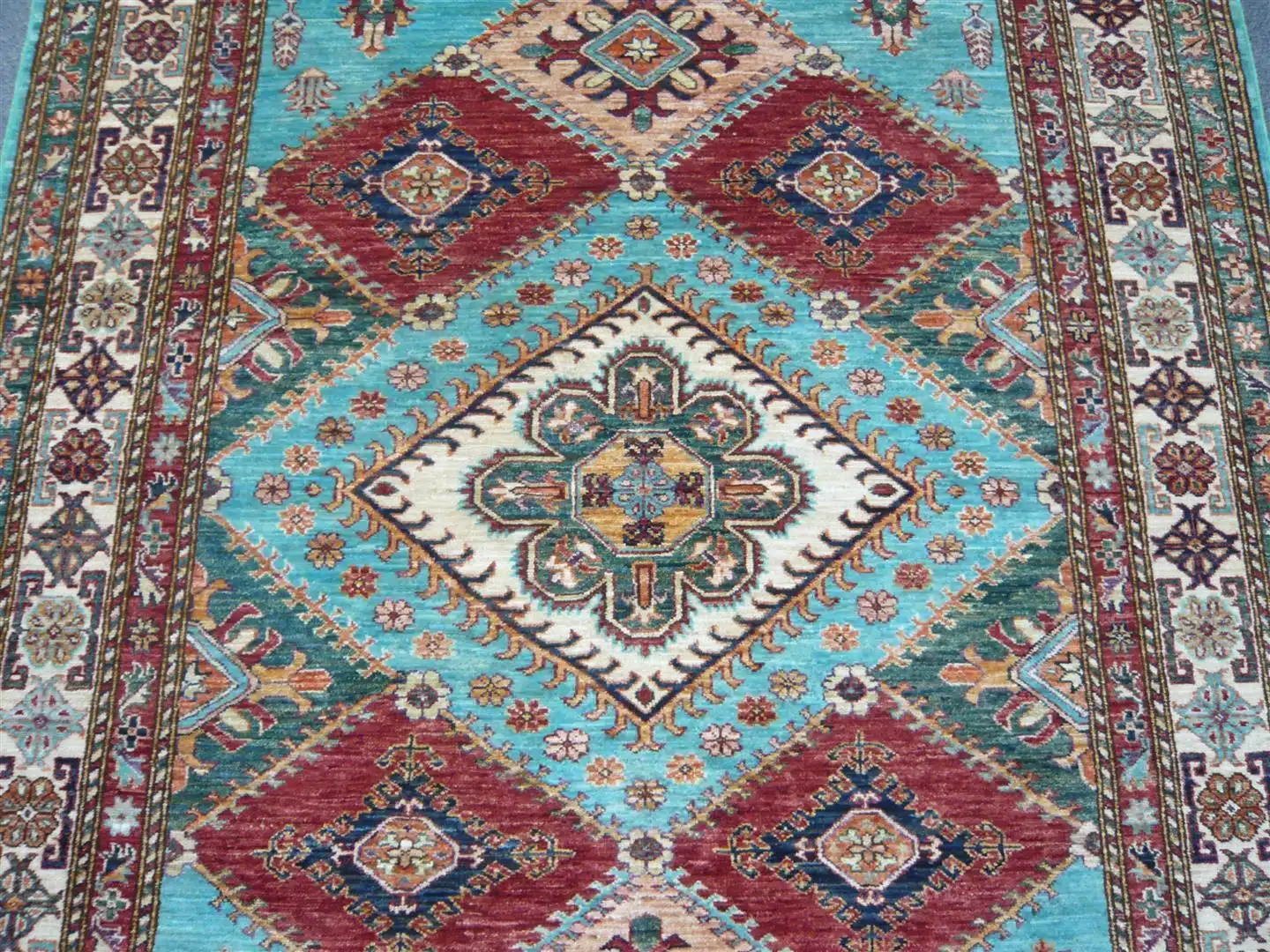 Fine Afghan Kazak Turquoise 2.42 x 1.72m