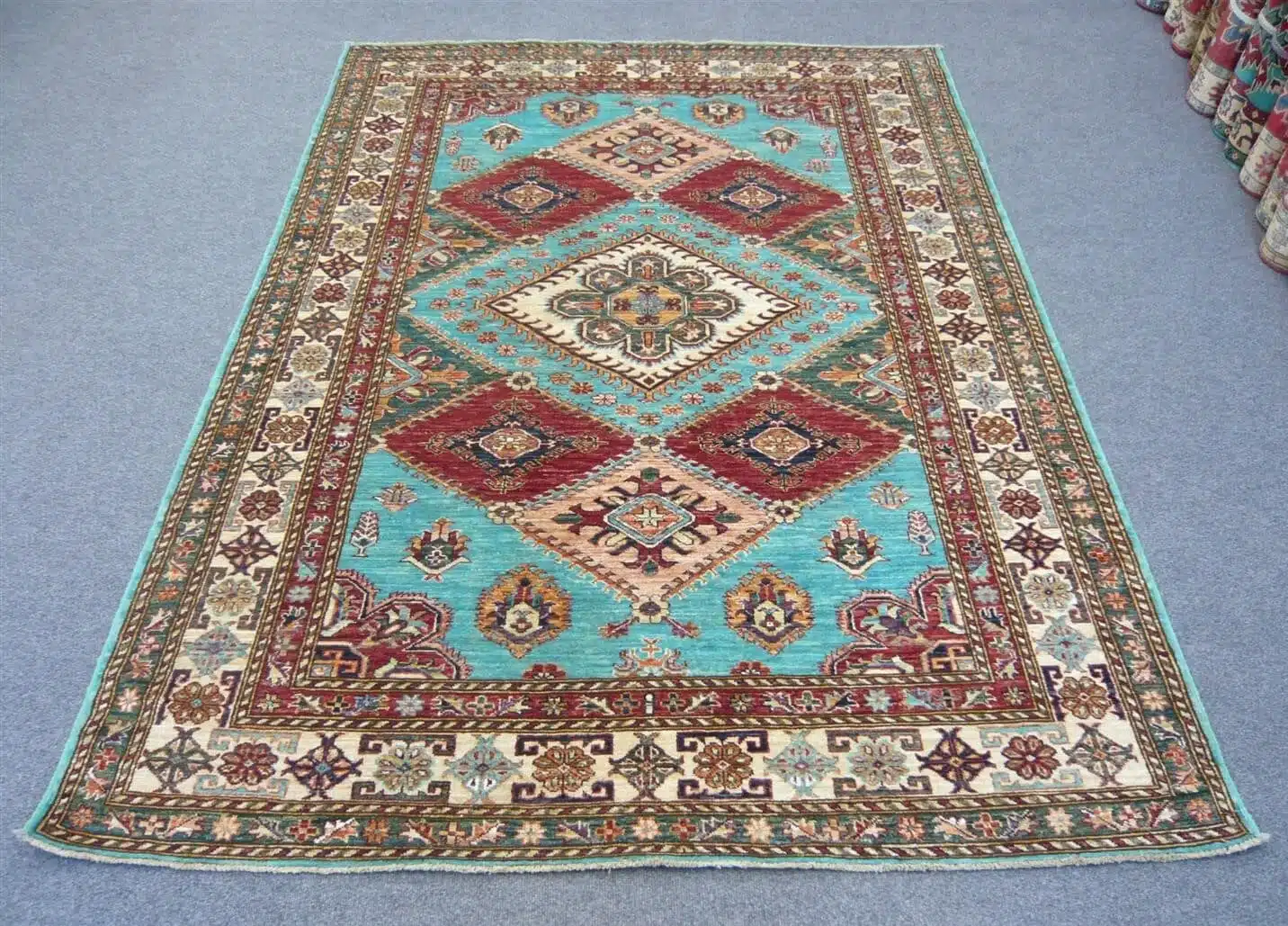 Fine Afghan Kazak Turquoise 2.42 x 1.72m