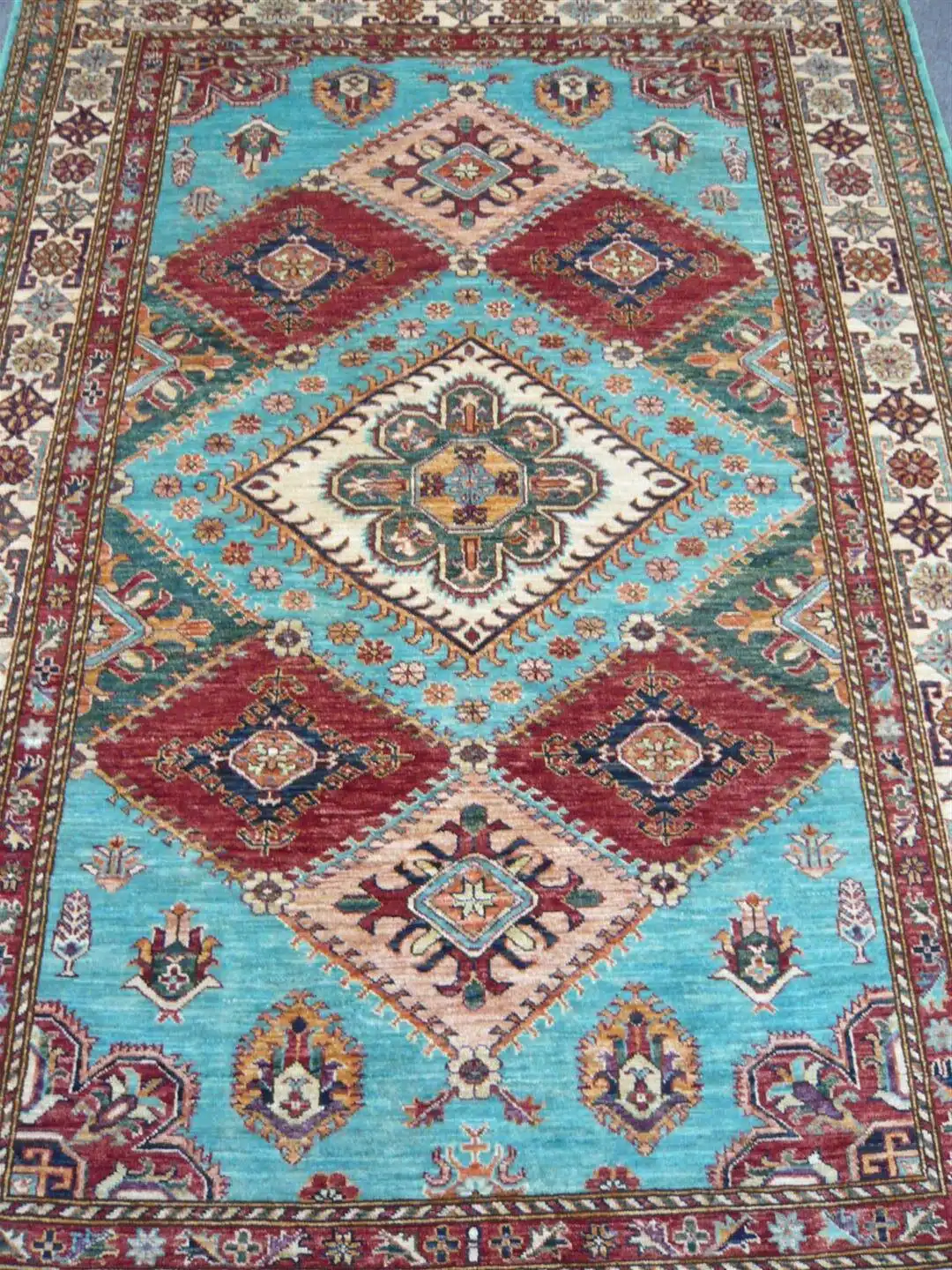 Fine Afghan Kazak Turquoise 2.42 x 1.72m