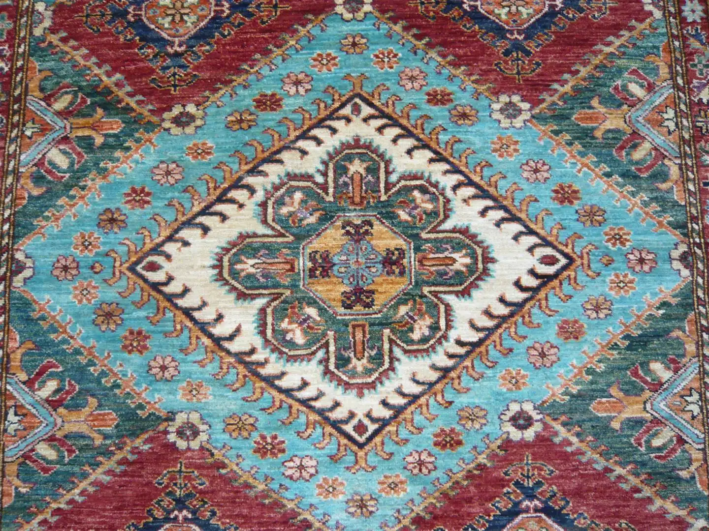 Fine Afghan Kazak Turquoise 2.42 x 1.72m