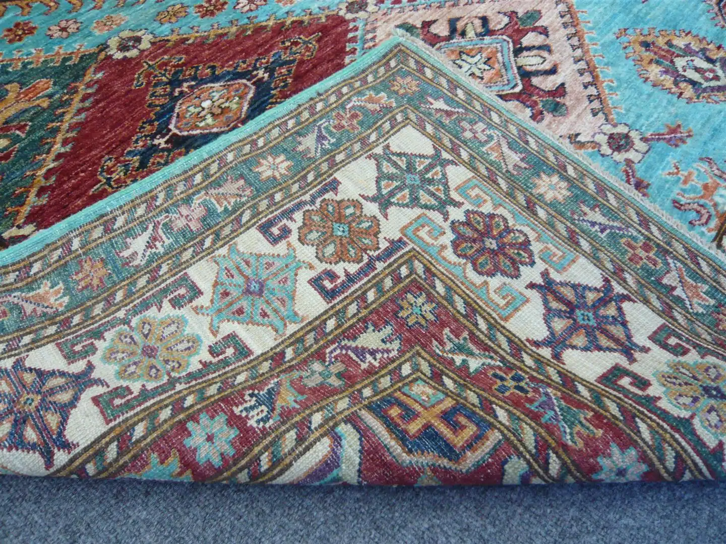 Fine Afghan Kazak Turquoise 2.42 x 1.72m