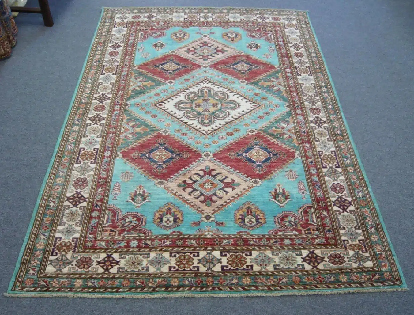 Fine Afghan Kazak Turquoise 2.42 x 1.72m