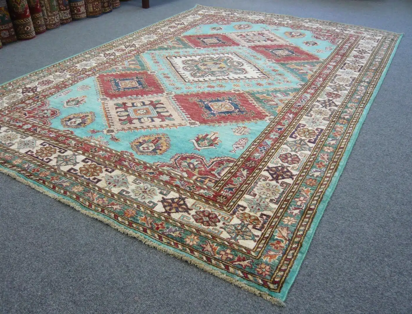 Fine Afghan Kazak Turquoise 2.42 x 1.72m