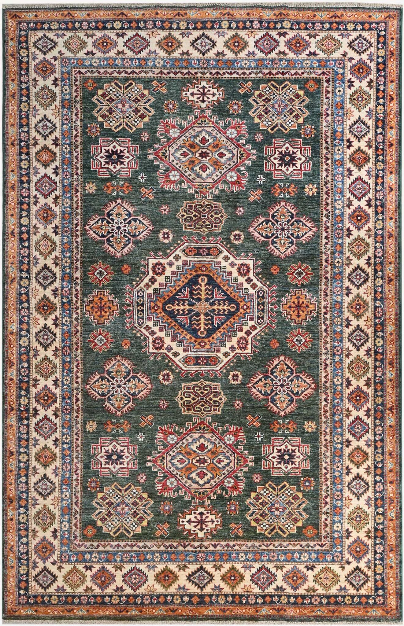 Fine Afghan Kazak Green 2.52 x 1.65m